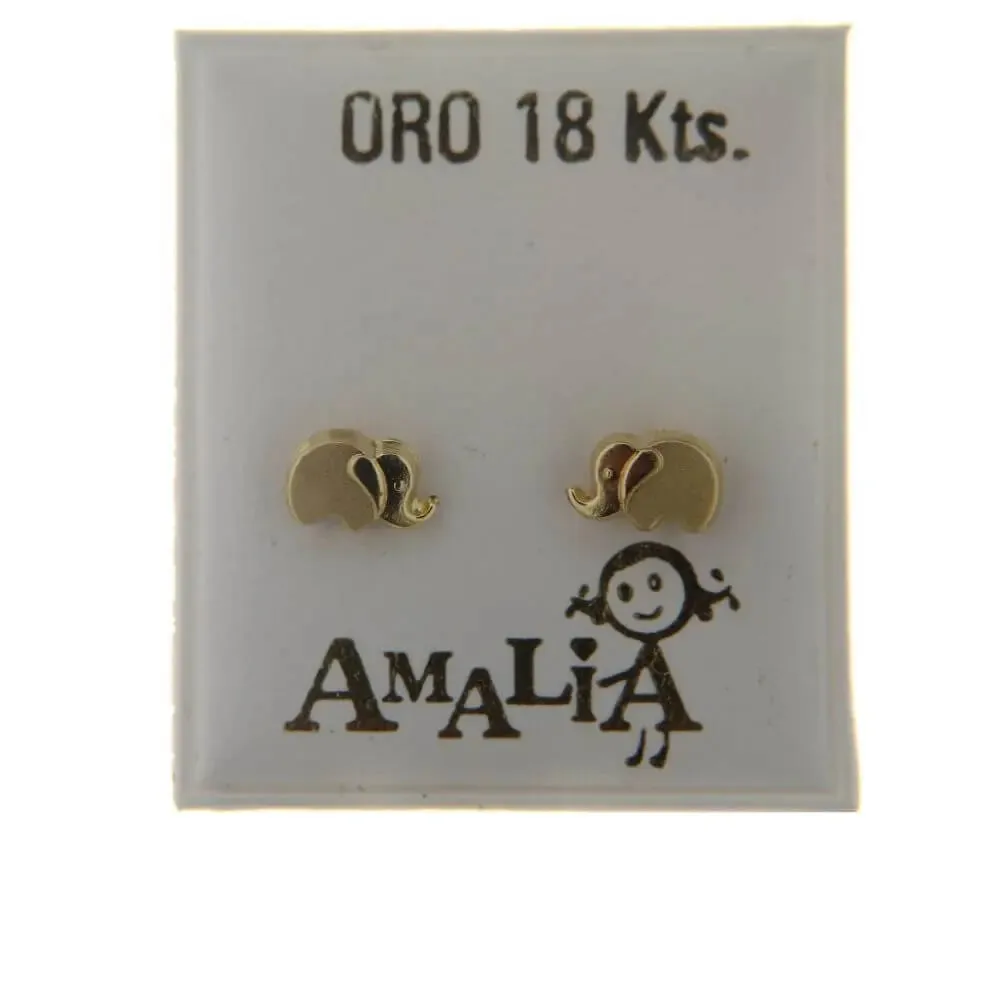 18K Solid Yellow Gold Satin and polished Elephant Covered Screwback Earrings