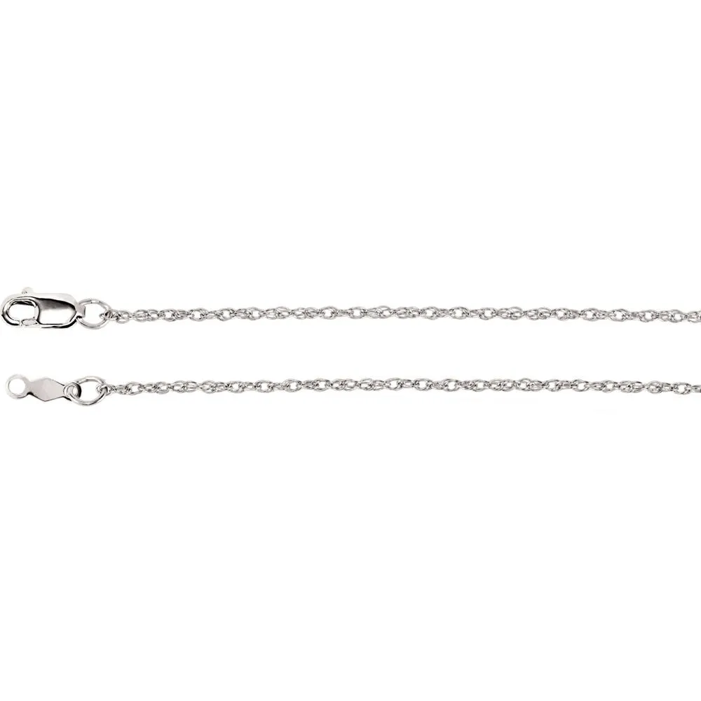 18k White Gold 1.25mm Rope 18" Chain