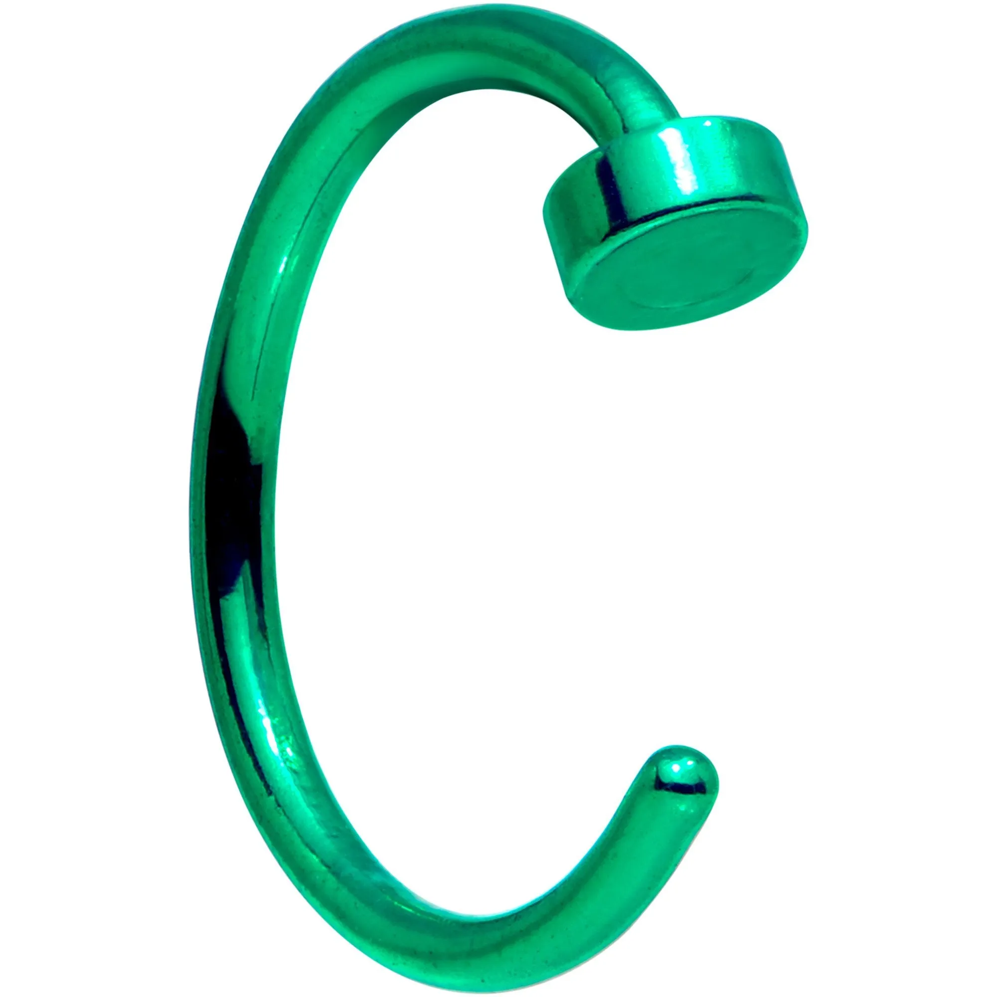 20 Gauge 5/16 Green Anodized Titanium Flat Disc Nose Hoop
