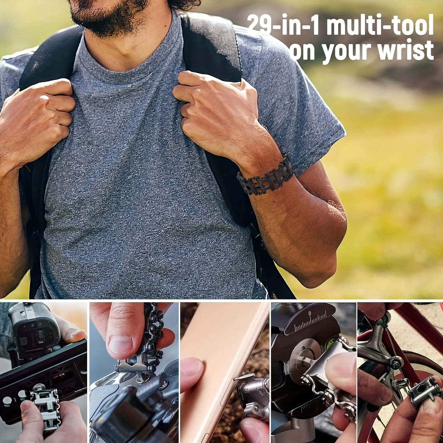 29-in-1 Tool Bracelet Stainless Steel - Outdoor Travel Wristband