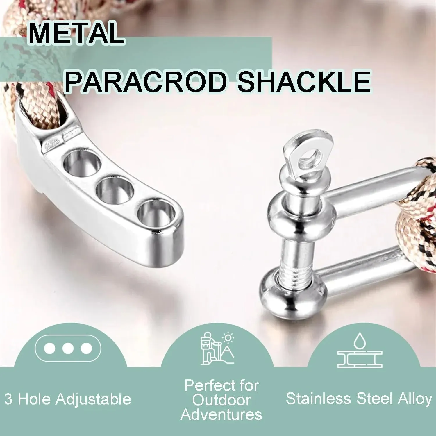 4Pcs Paracord Bracelet Buckle Adjustable Metal Bow Anchor Clasp D Shackle Clip