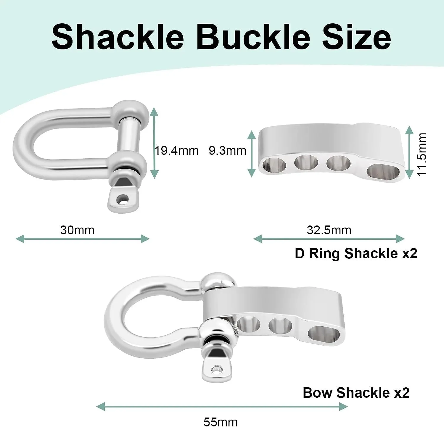 4Pcs Paracord Bracelet Buckle Adjustable Metal Bow Anchor Clasp D Shackle Clip