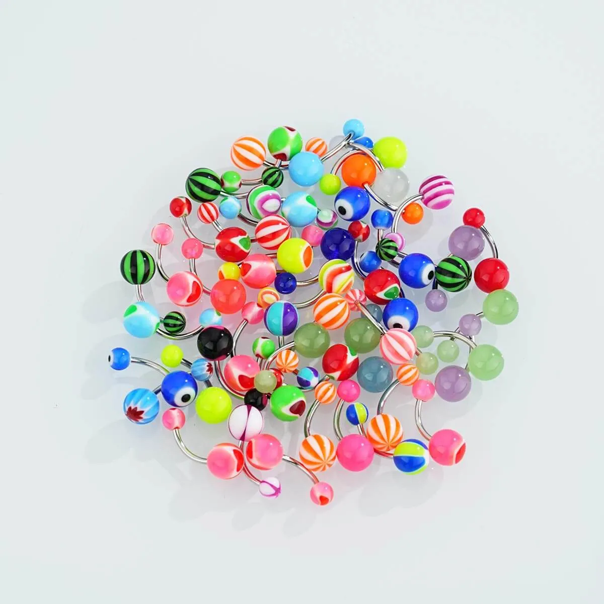 50PCS Colorful Acrylic Belly Rings Pack