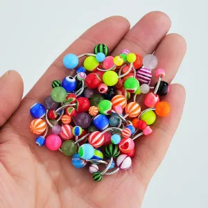50PCS Colorful Acrylic Belly Rings Pack