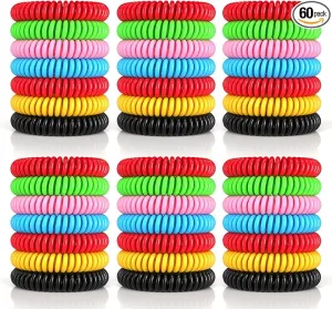 60 Pack Mosquito Repellent Bracelets, DEET-Free Mosquito Bands for Adults & Kids, Individually Wrapped Repellent Wristbands, Camping Travel Beach Essentials