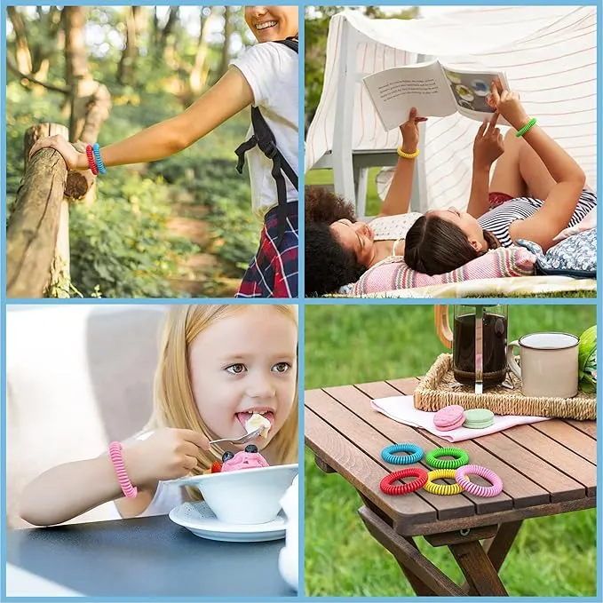 60 Pack Mosquito Repellent Bracelets, DEET-Free Mosquito Bands for Adults & Kids, Individually Wrapped Repellent Wristbands, Camping Travel Beach Essentials