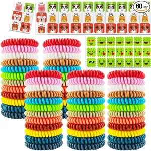 60 Pack Mosquito Repellent Braceletss with 120 Pcs Mosquito Repellent Stickers, Individually Wrapped DEET-Free Insect & Bug Repellent Wristbandfor Kids & Adults Outdoor Camping Traveling Fishing