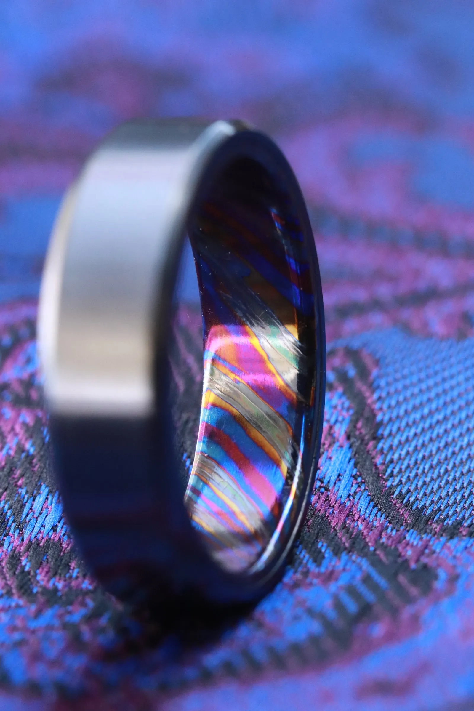 6mm Black titanium chamfered / ZrTi black timascus ring, mens rings weddingrings, zirconium titanium