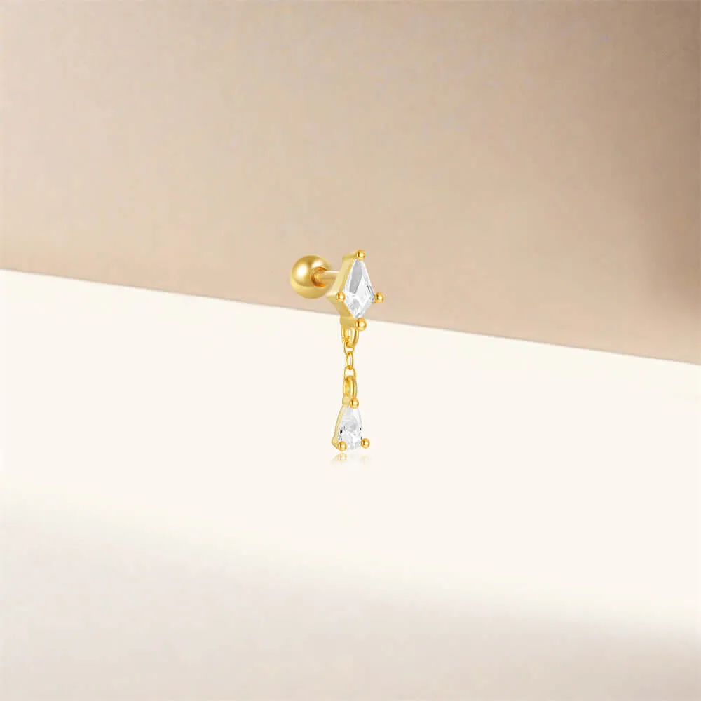 925 Silver Round Pendant CZ Diamond Ball Back Earrings