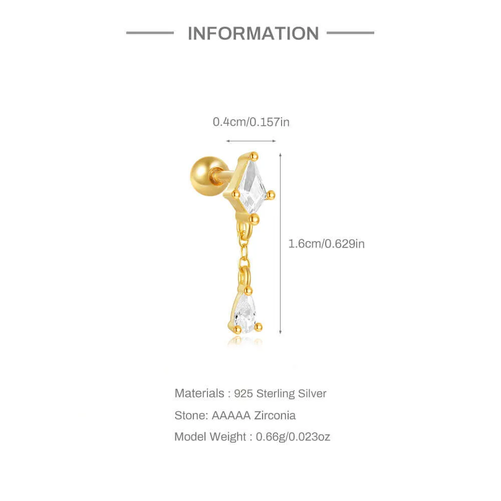 925 Silver Round Pendant CZ Diamond Ball Back Earrings
