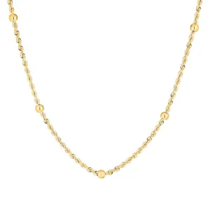 9ct Gold Beaded Rope Chain Necklace