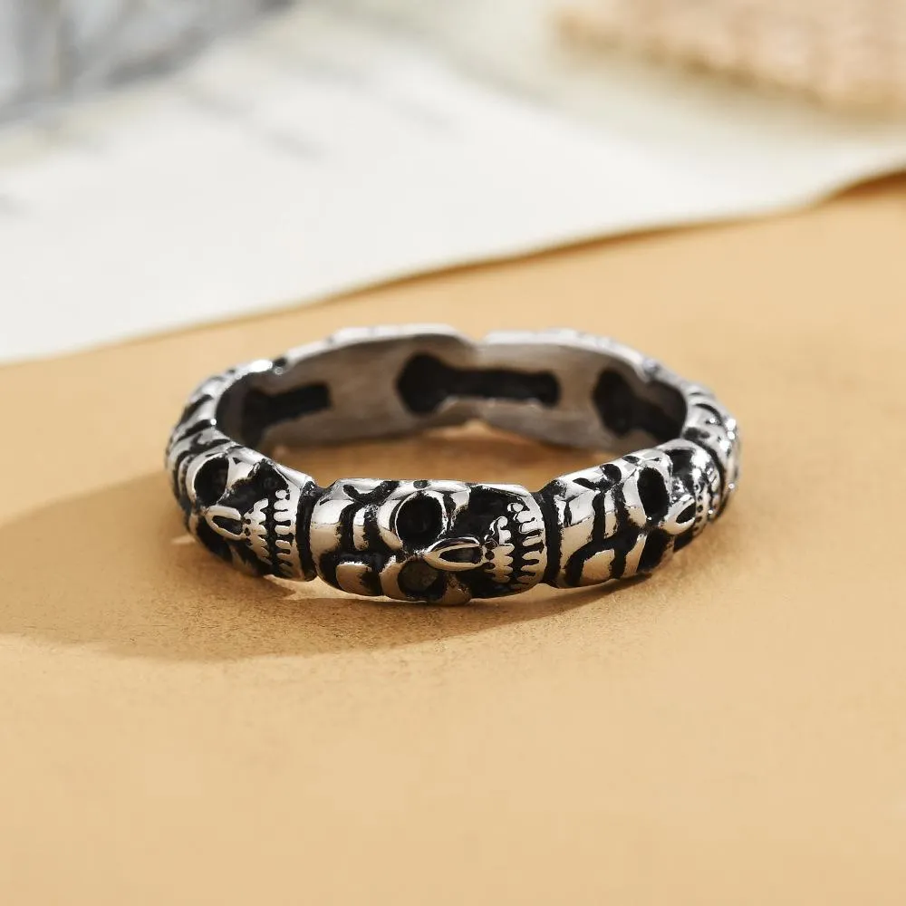 Amazon New Jewelry European And American Personality Retro Skull Finger Ring Men's Titanium Steel Ring