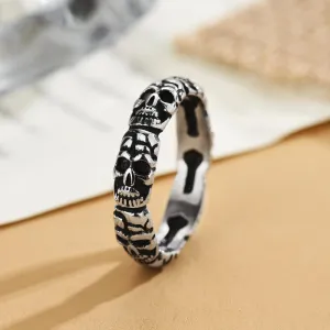 Amazon New Jewelry European And American Personality Retro Skull Finger Ring Men's Titanium Steel Ring