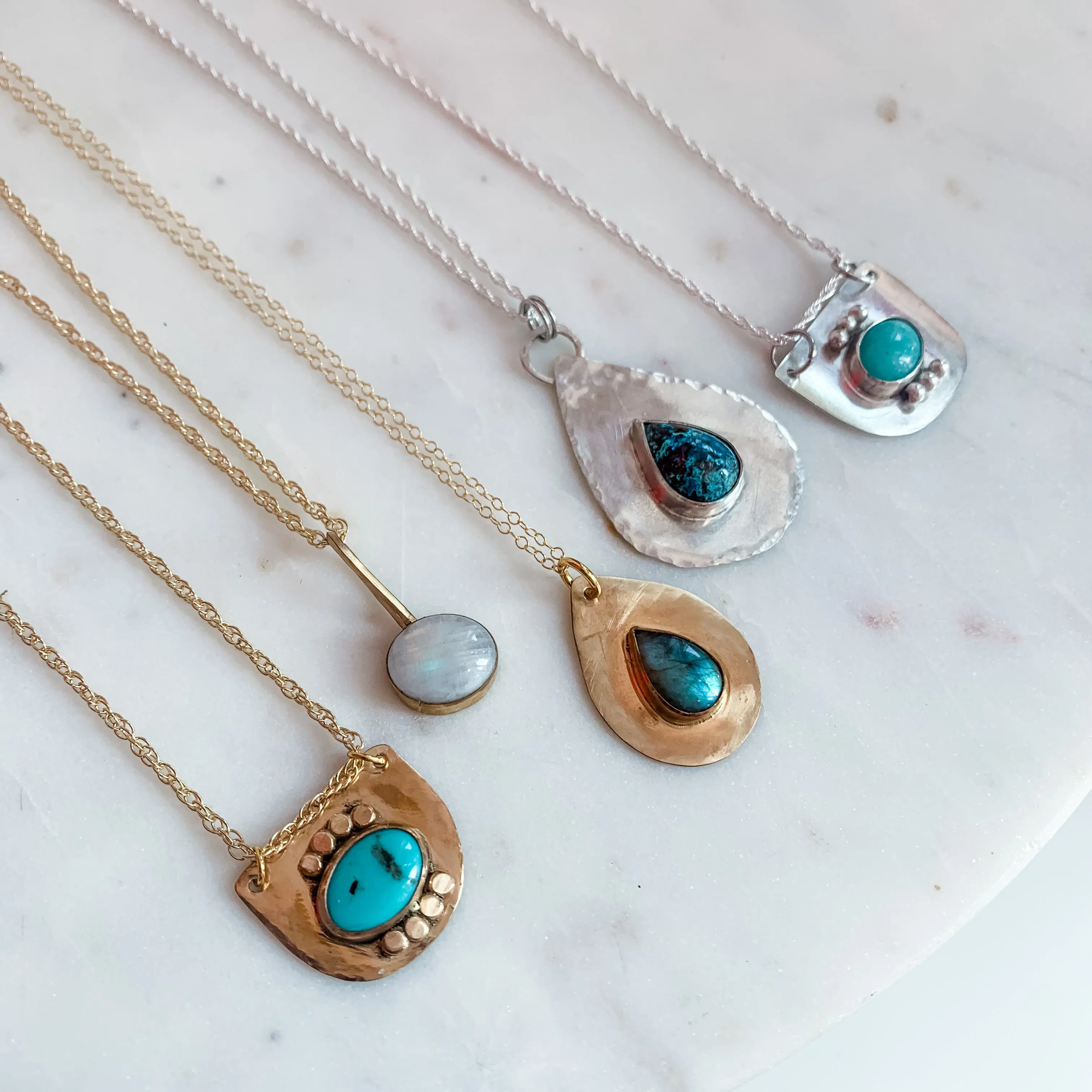 Amazonite Sterling Silver Shield Dainty Necklace