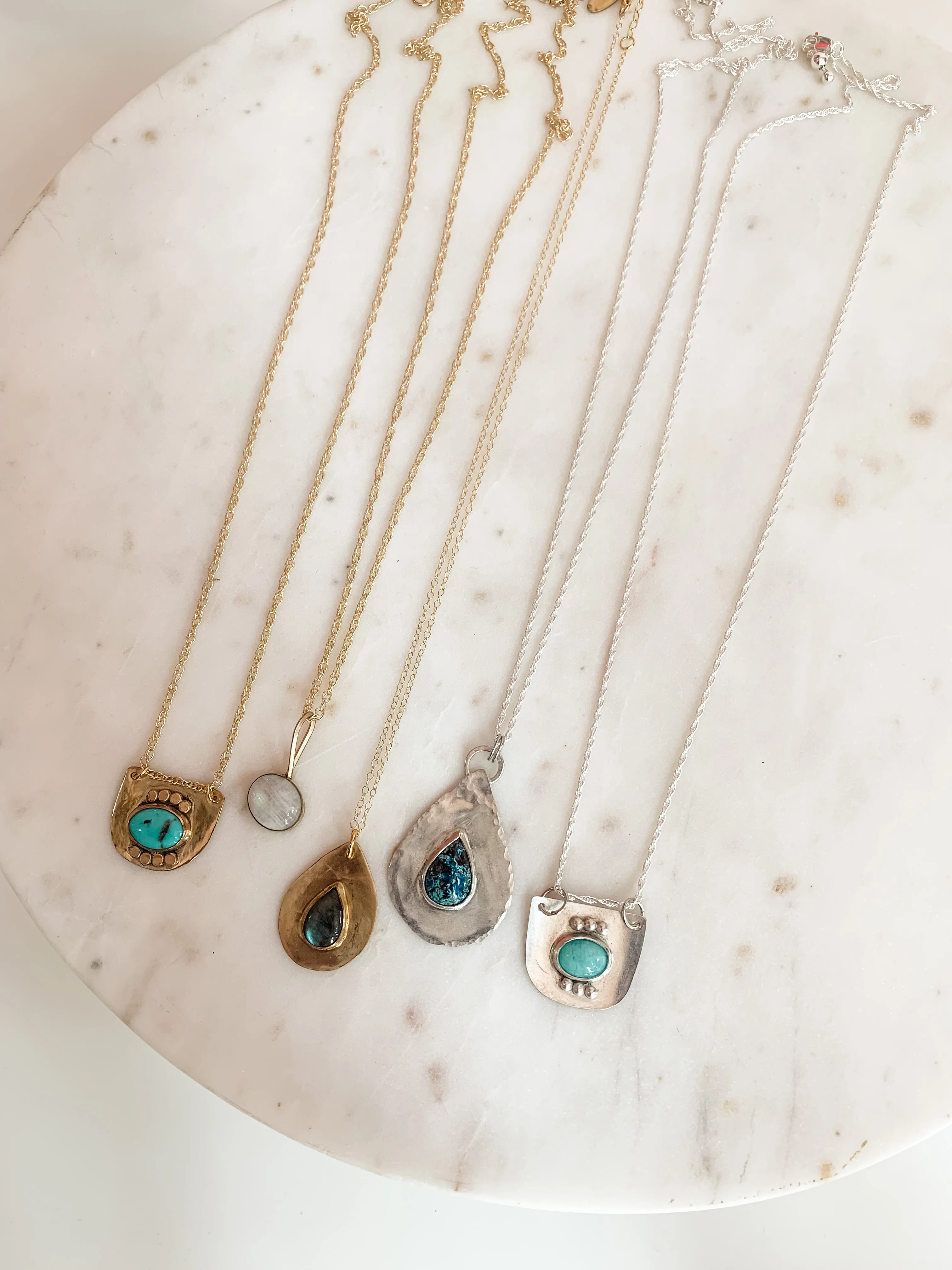 Amazonite Sterling Silver Shield Dainty Necklace