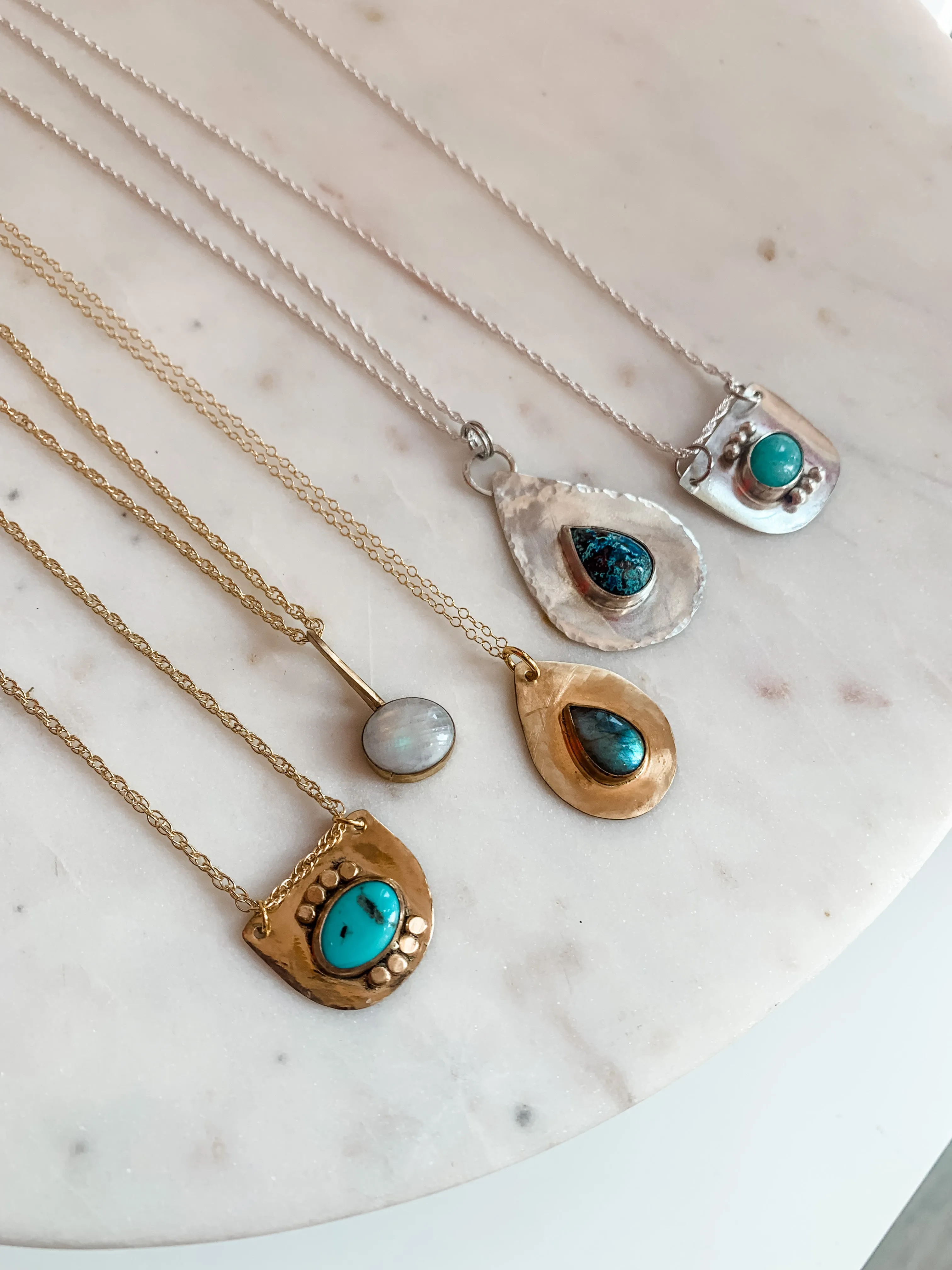 Amazonite Sterling Silver Shield Dainty Necklace