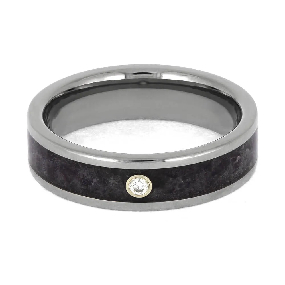 Amethyst and Moissanite Wedding Band in Titanium