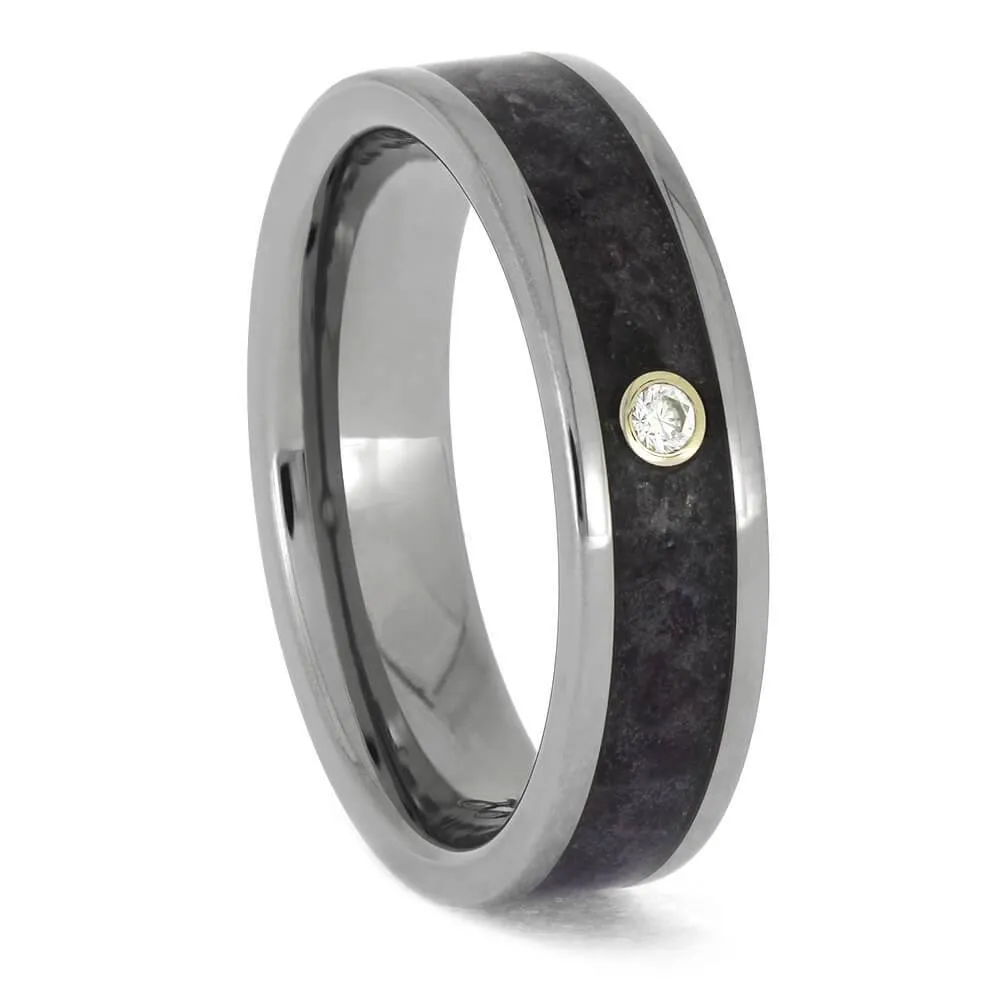 Amethyst and Moissanite Wedding Band in Titanium