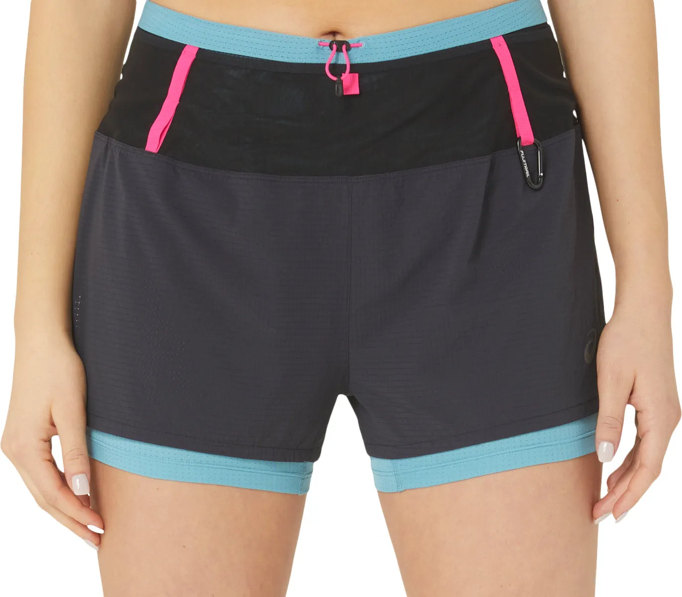 Asics FujiTrail 2 In 1 Womens Running Shorts - Black