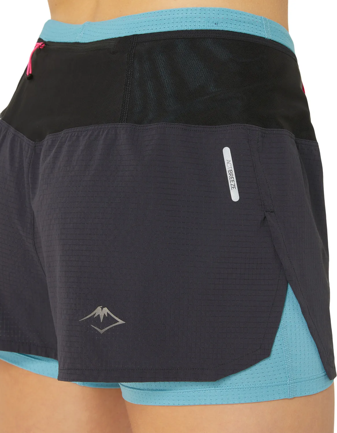 Asics FujiTrail 2 In 1 Womens Running Shorts - Black