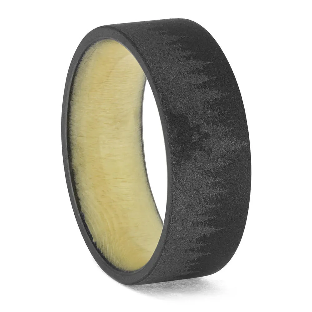 Aspen Wood Wedding Band with Woodland Engraving