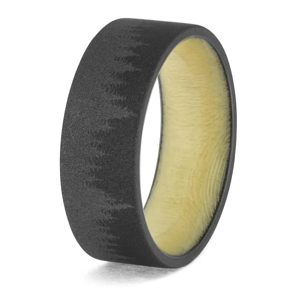 Aspen Wood Wedding Band with Woodland Engraving