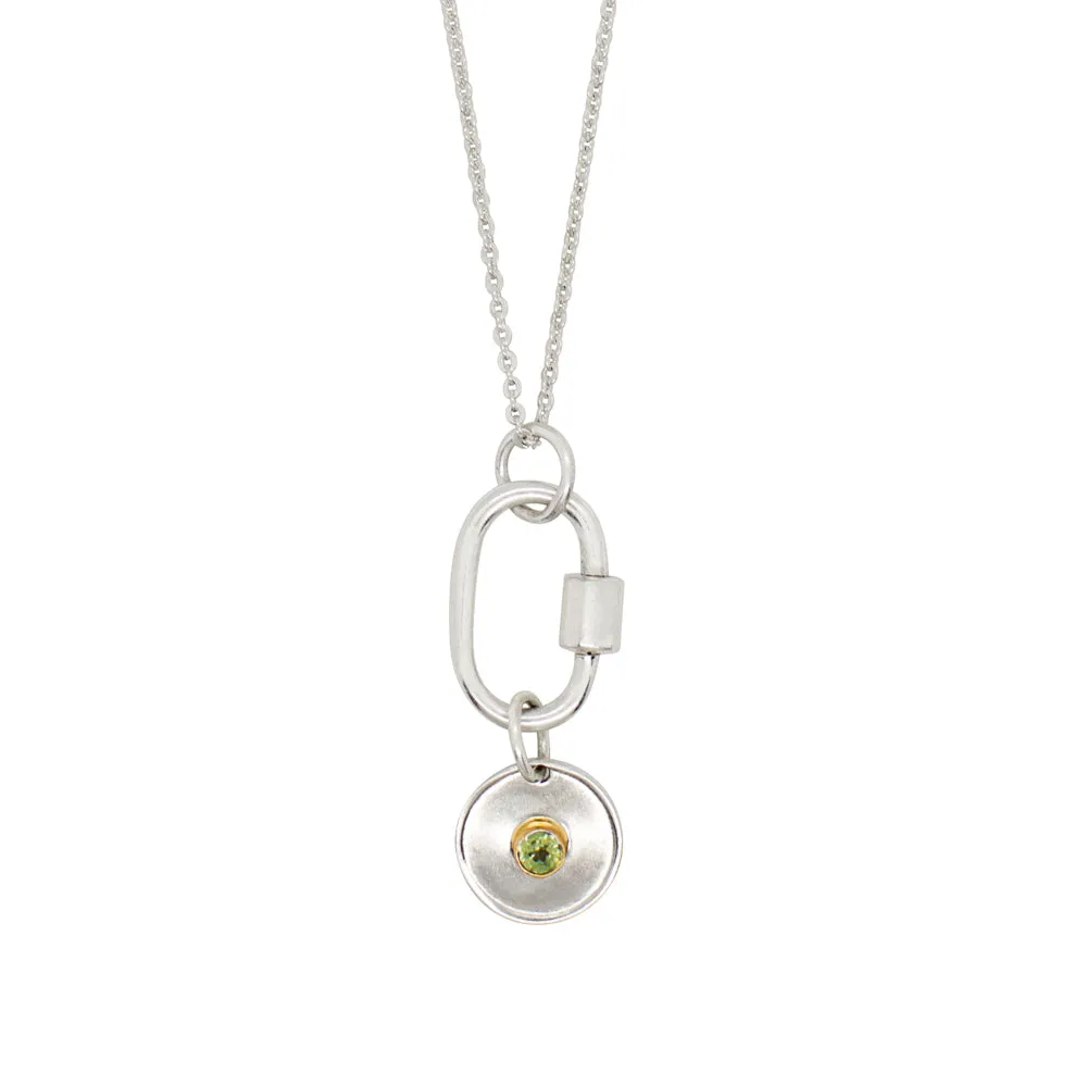 August Birthstone Carabiner Necklace - Peridot