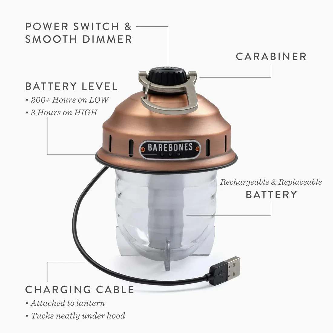 Barebones Beacon Hanging Lantern copper