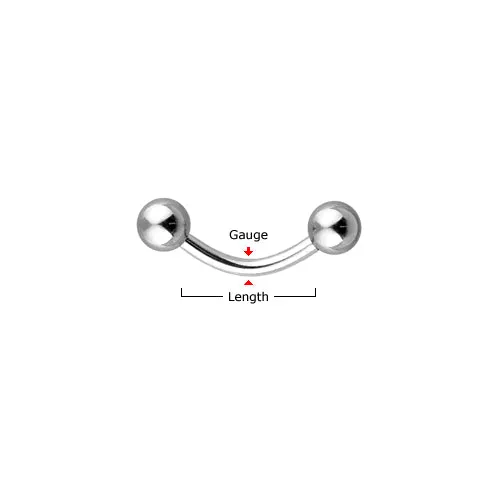 Basic Internally Threaded Titanium Curved Barbells Eyebrow Rings 14GA