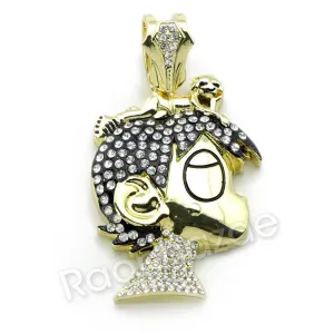 BIG LIL UZI CARTOON PAVE ROPE CHAIN DIAMOND CUT CUBAN CHAIN NECKLACE 60