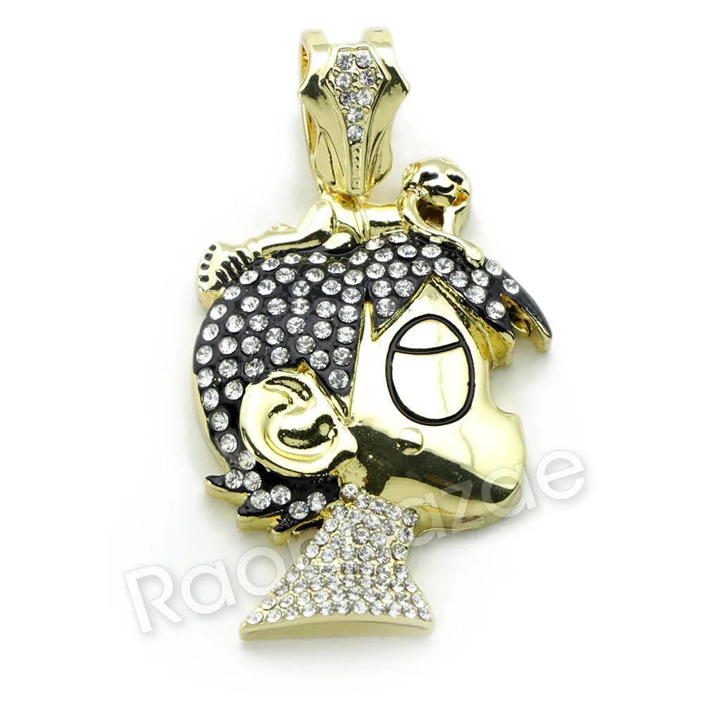 BIG LIL UZI CARTOON PAVE ROPE CHAIN DIAMOND CUT CUBAN CHAIN NECKLACE 60