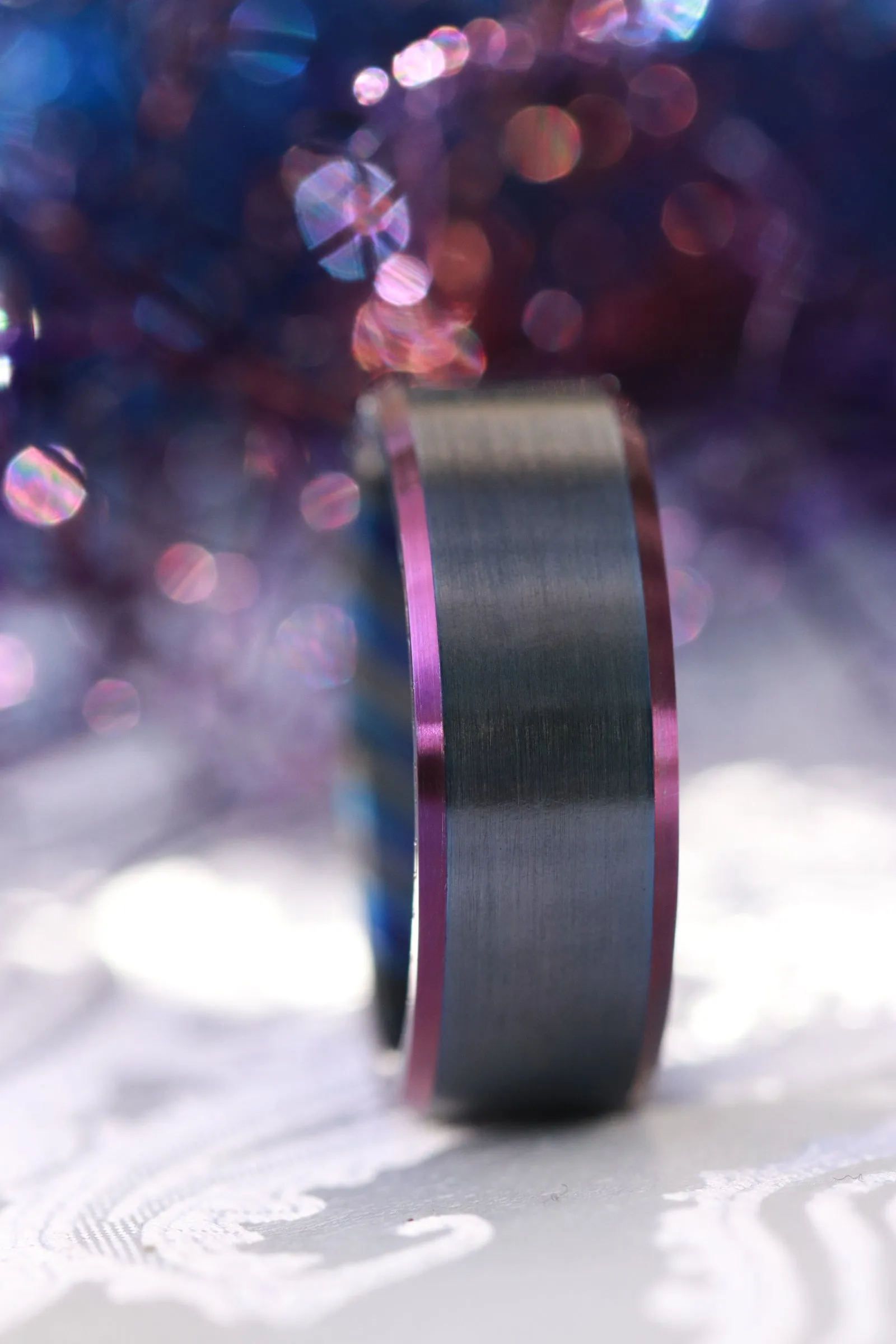 Black & purple titanium ZrTi band black titanium 6-8mm