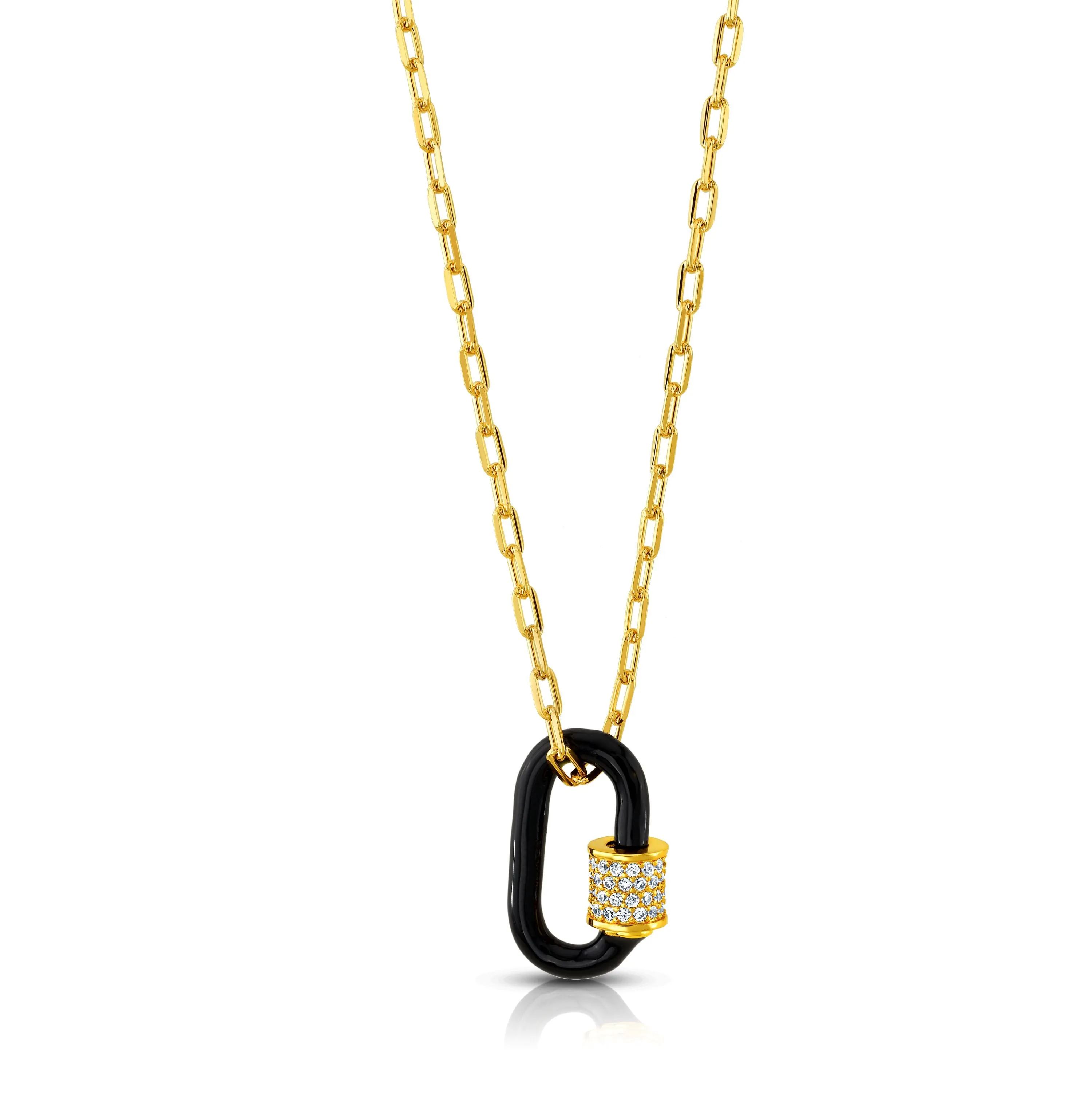 BLACK ENAMEL CARABINER CHAIN, GOLD