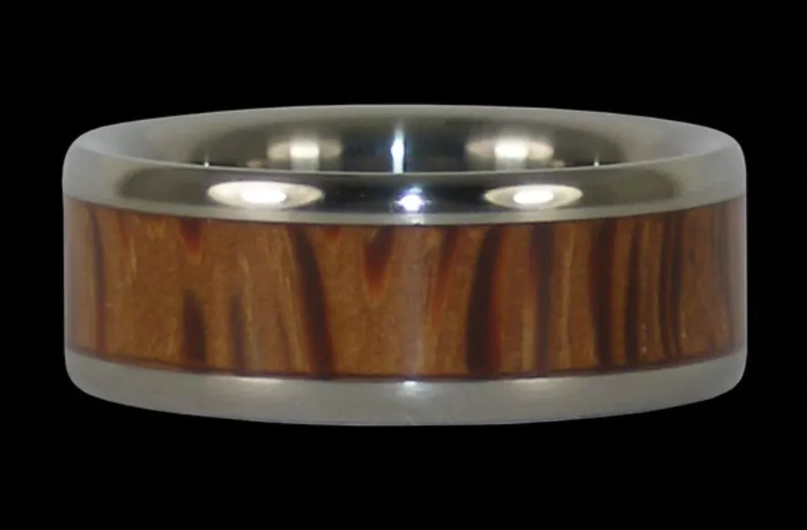 Black Palm Wood Hawaii Titanium Ring