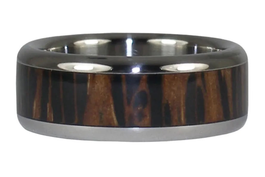 Black Palm Wood Hawaii Titanium Ring