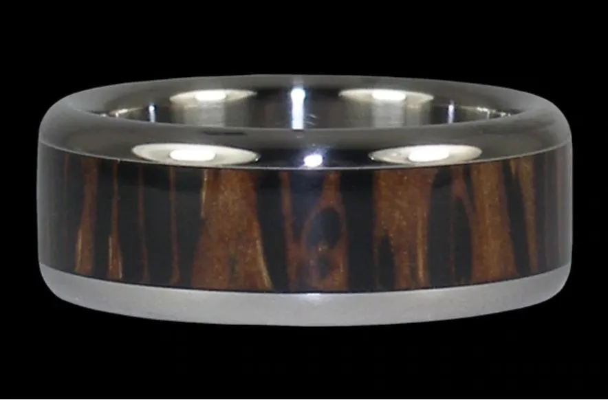 Black Palm Wood Hawaii Titanium Ring