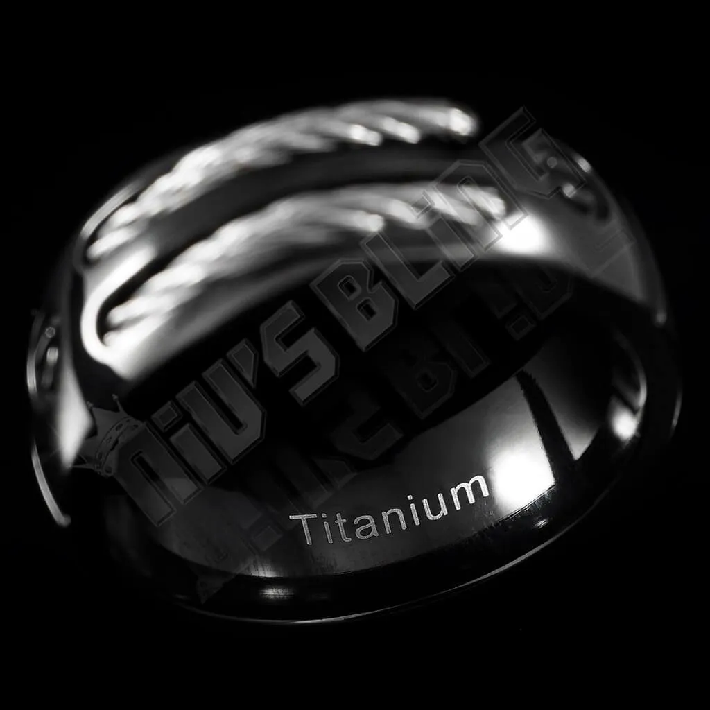 Black Stainless Steel Cable Inlay Titanium Ring