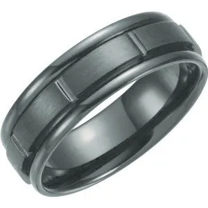 Black Titanium 7 mm Grooved Band Size 12.5