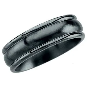 Black Titanium 7.5 mm Grooved Band Size 8.5