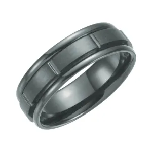 Black Titanium 7mm Grooved Band Size 9