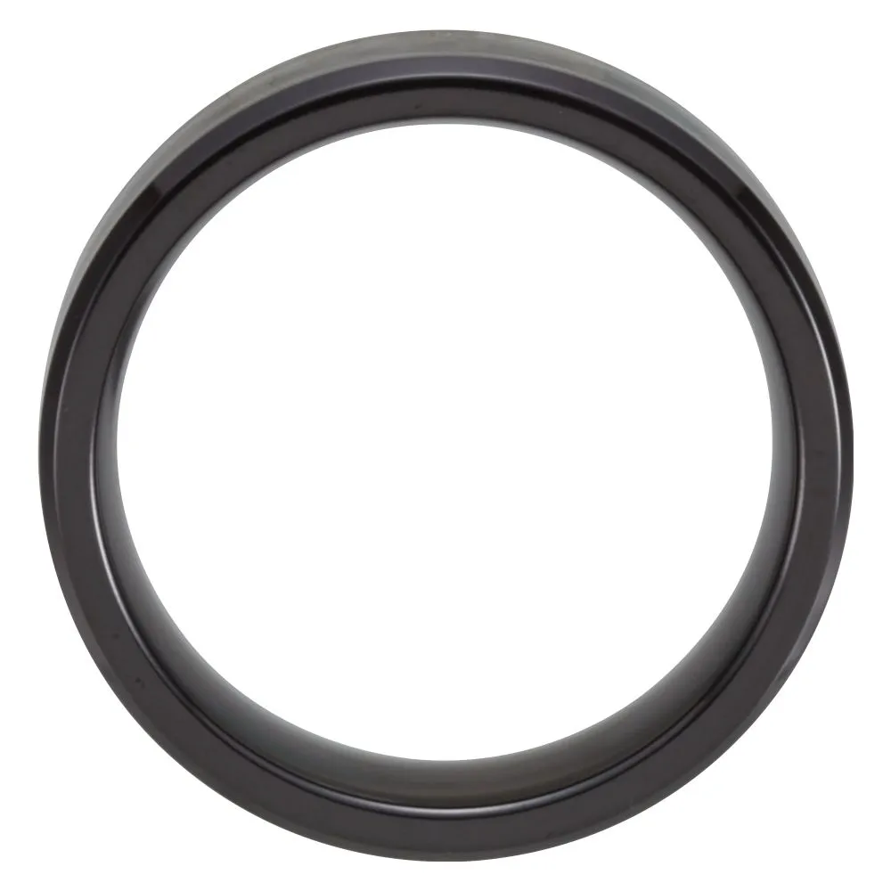 Black Titanium 8mm Beveled Band with Black Carbon Fiber Inlay , Size 8