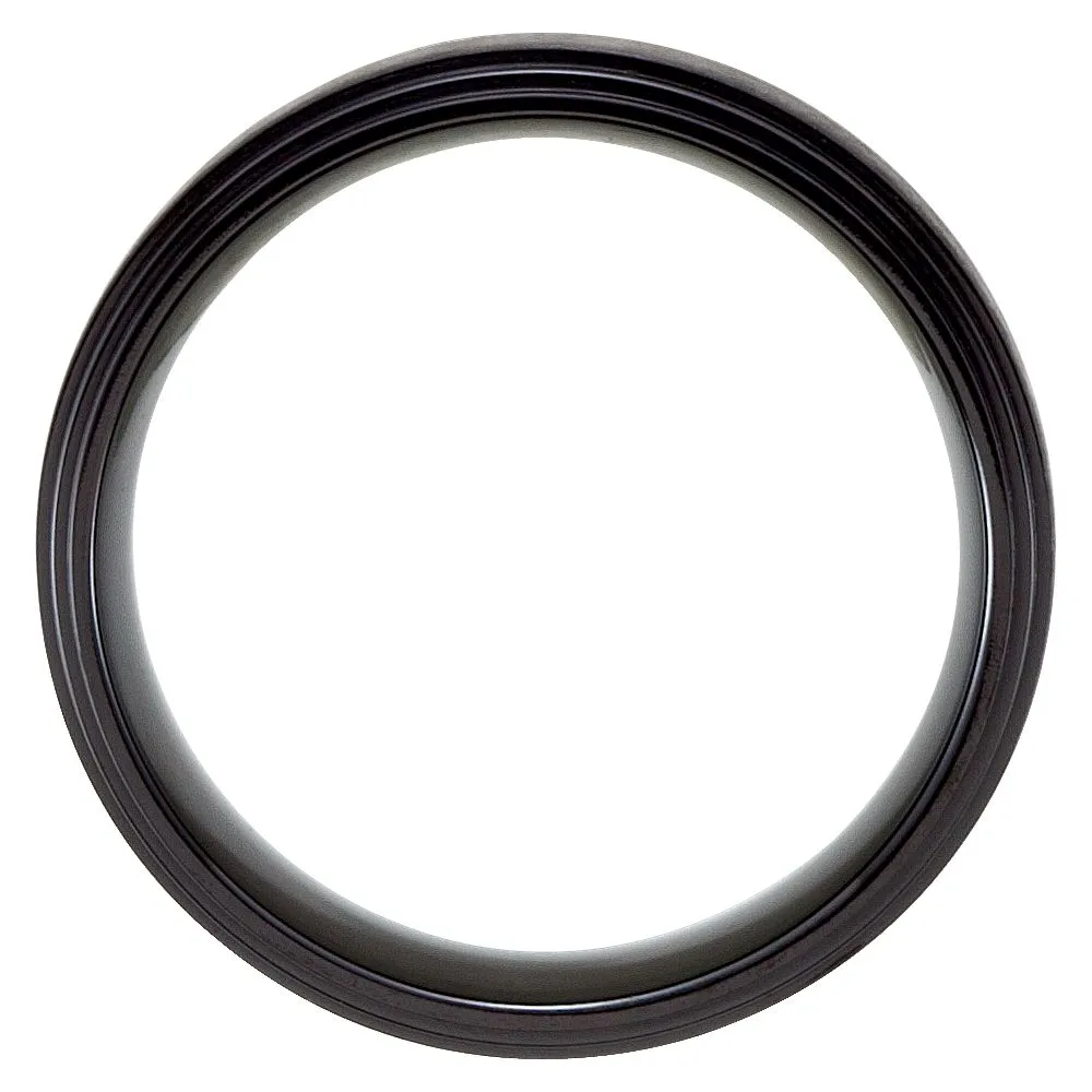 Black Titanium 8mm Double Ridged Band Size 11.5
