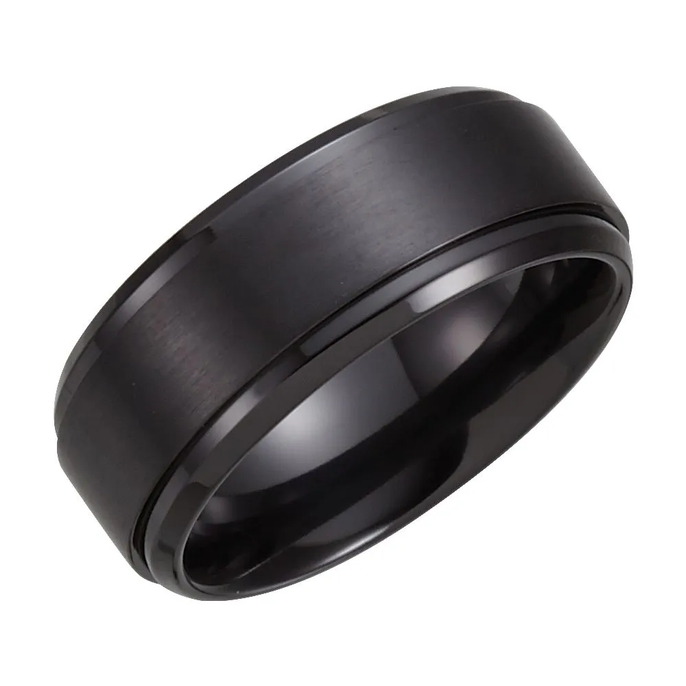 Black Titanium 9mm Ridged Band Size 13