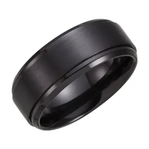 Black Titanium 9mm Ridged Band Size 13
