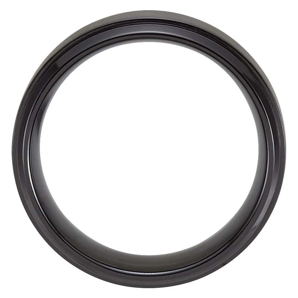 Black Titanium 9mm Ridged Band Size 13