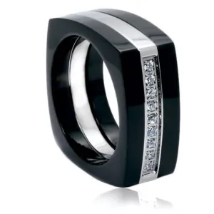 Black Titanium 9MM Wedding Band Cubic Zirconia Gemstones Two Tone Design FREE gift Box Size 11 12 13 14