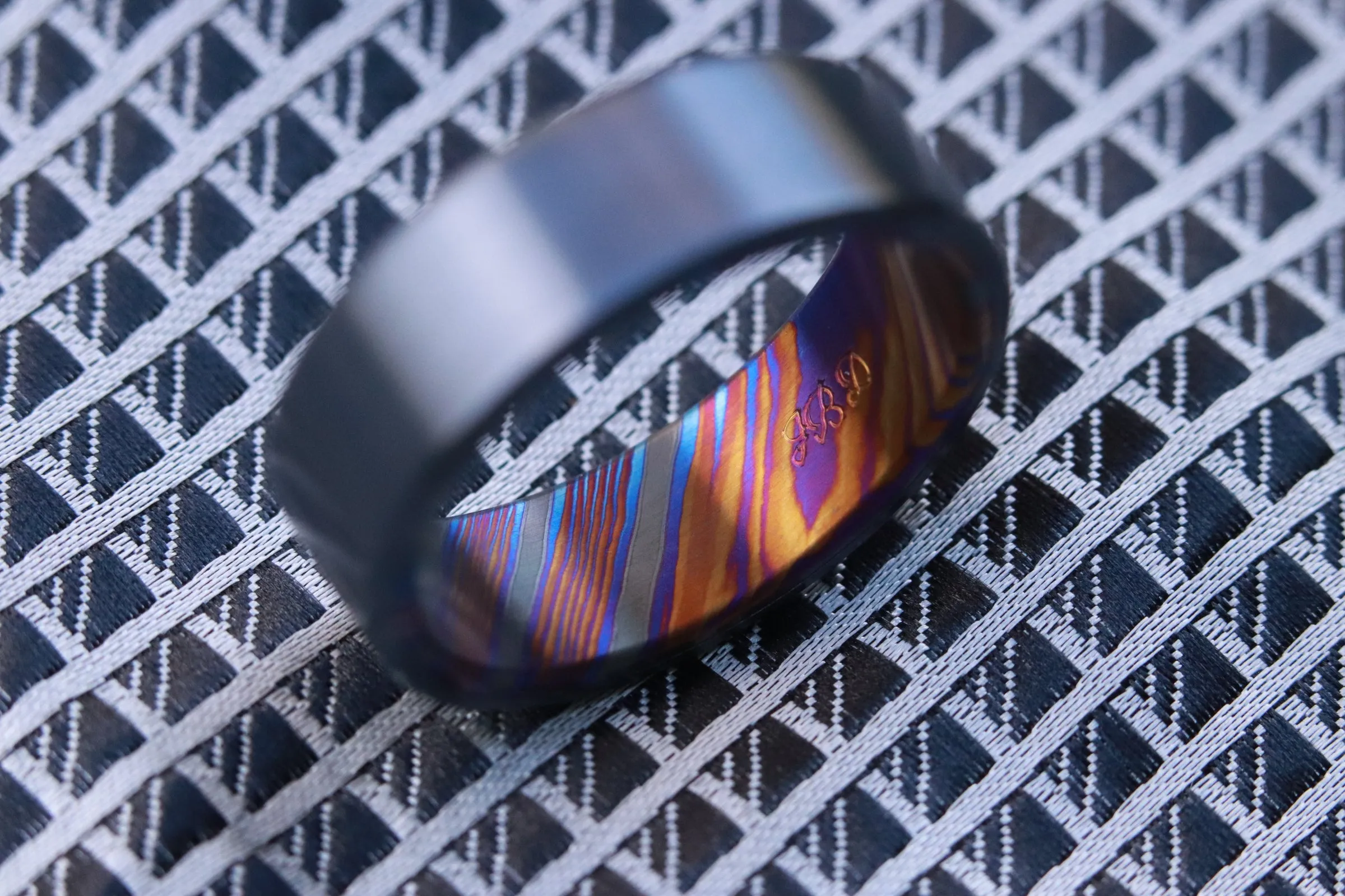 Black titanium satin 6-8mm zirconium band Black / ZrTi brushed zirconium timascus ring,black timascus ring, mens rings weddingrings