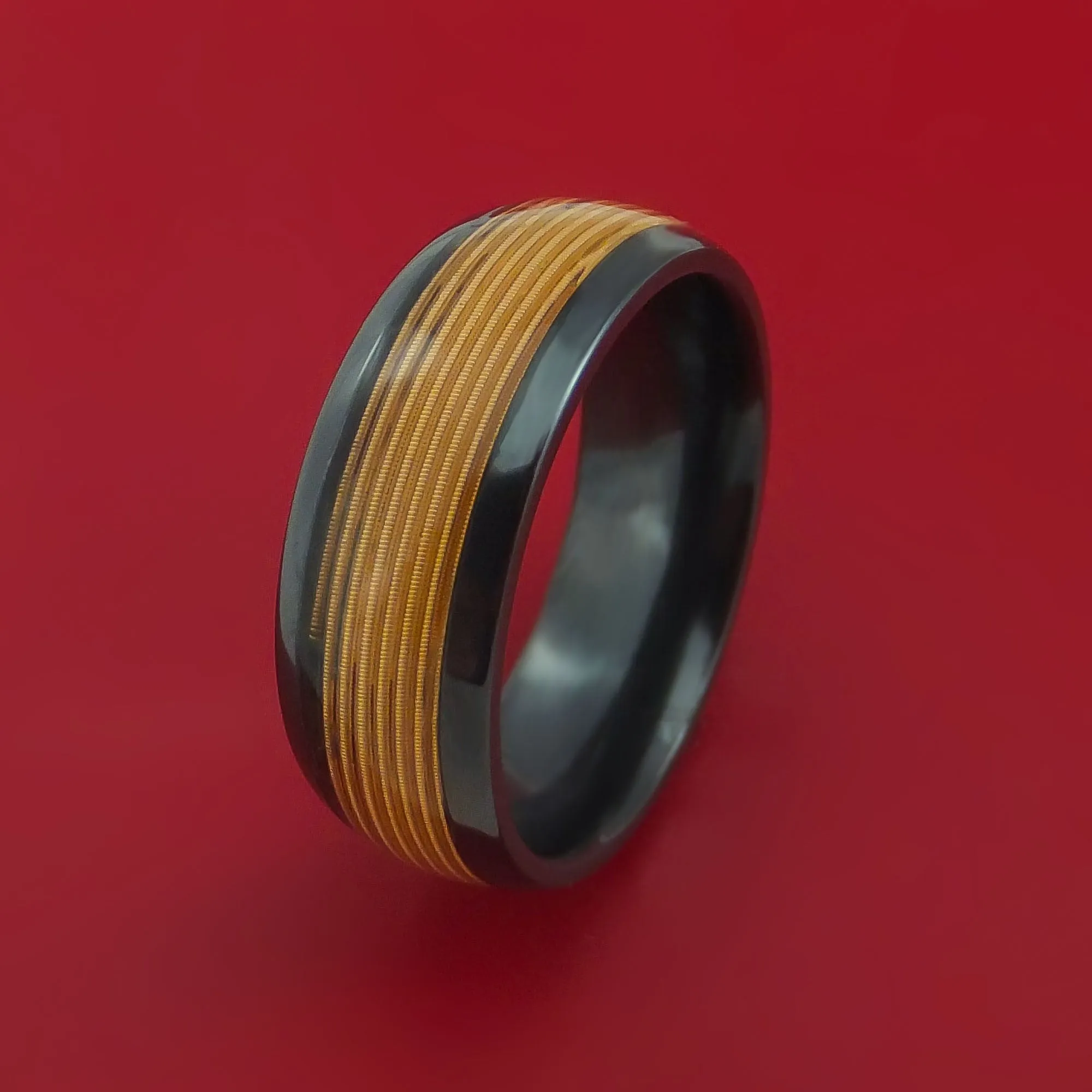 Black Zirconium Guitar String Ring Custom Made Band