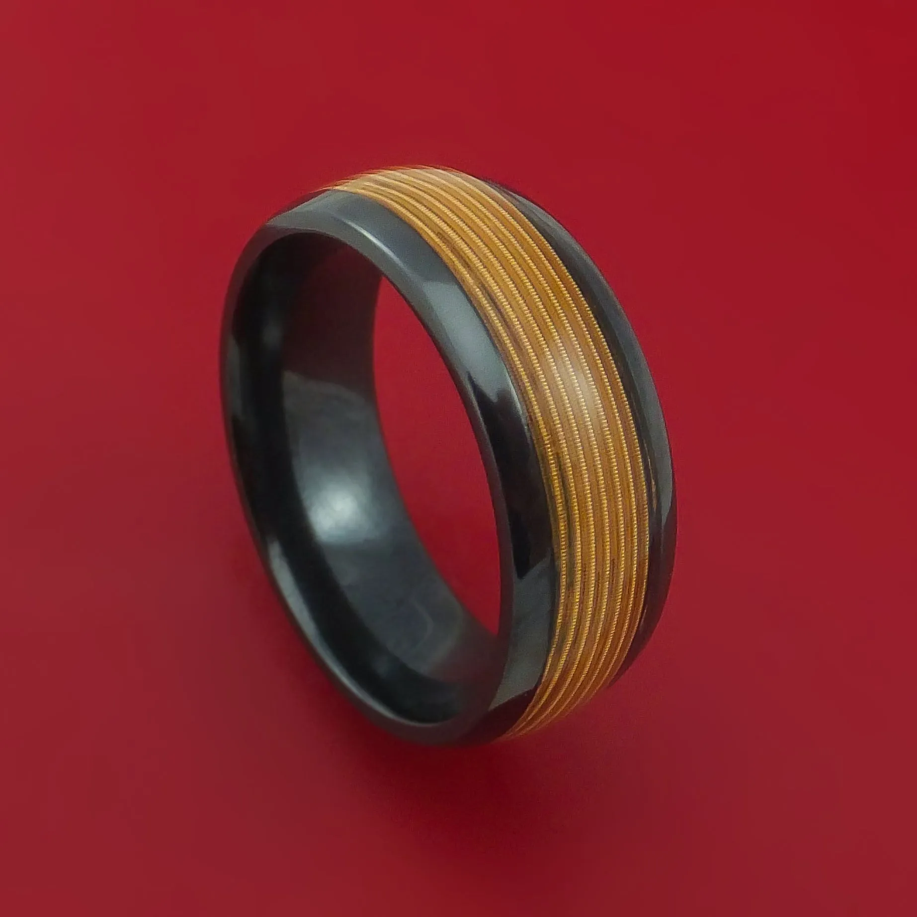 Black Zirconium Guitar String Ring Custom Made Band