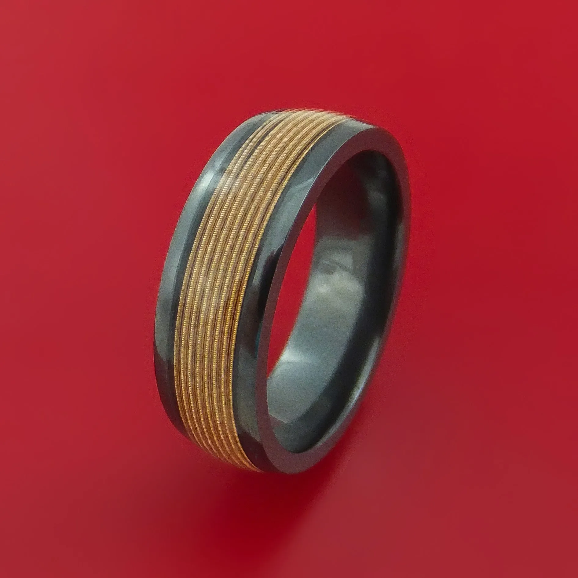 Black Zirconium Guitar String Ring Custom Made Band